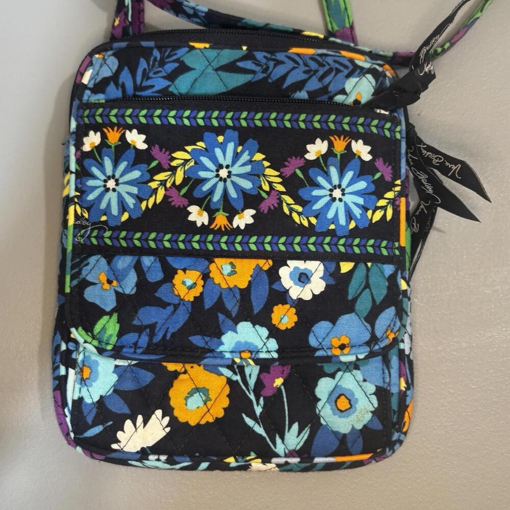 Vera Bradley Midnight Blues Crossbody bag Purse Handbag Snap Card ID Wallet